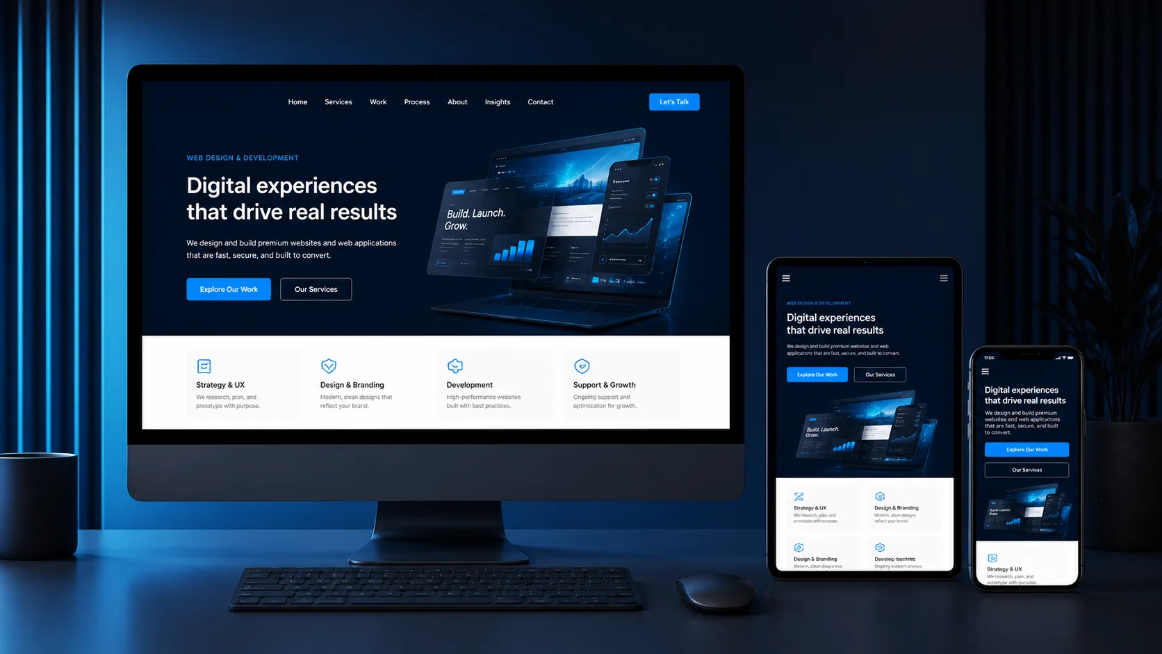Sitio web profesional adaptado a computador, tablet y teléfono